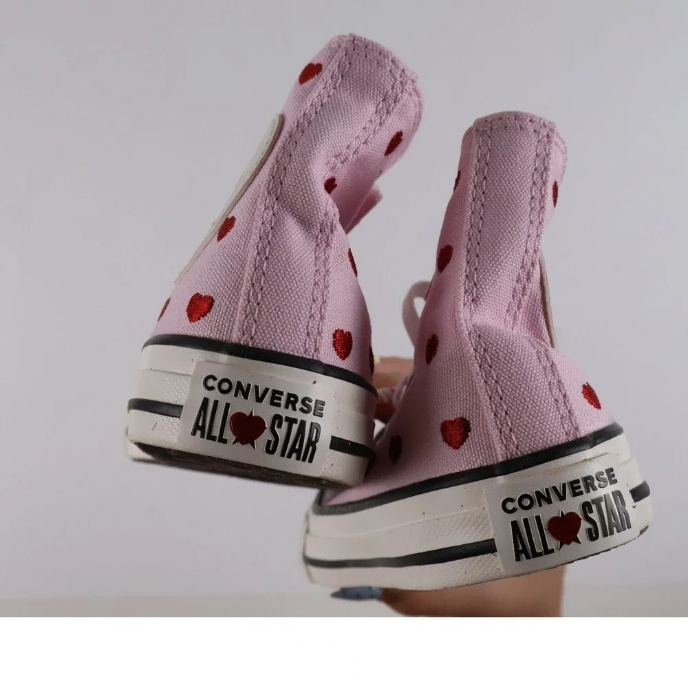Converse Chuck Taylor All Star 1V Hi Pink Red Heart Youth 13 Canvas NEW